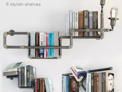 Collection of 6 bookshelves 3D model