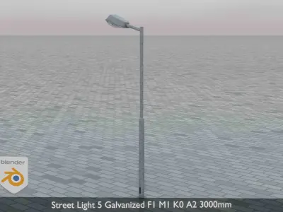 Street Light 5 Galvanized F1 M1 K0 A2 3000mm  Low-poly 3D model