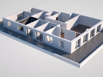 Penthouse Building with Doors and Windows 3D model