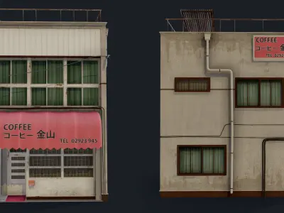 Coffee Shop of Kanayama Low-poly 3D model