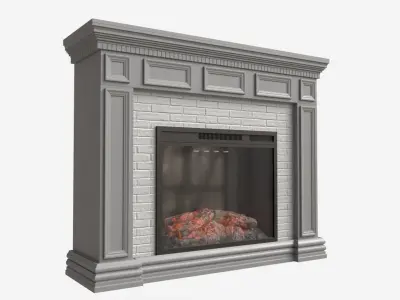 Fireplace in Faux Stone and Wood Delaro 3D model