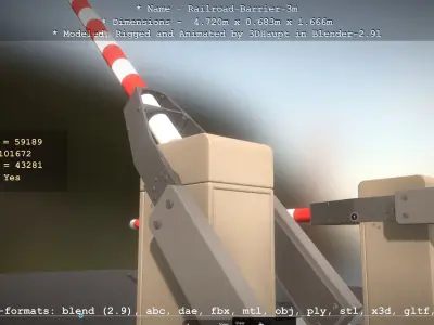 Railroad Barrier 3m High and Low-Poly 3D Model Pack
