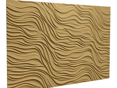 Modern Wave Decorative Relief Wall Decor Set STL Mural CNC 401 3D model
