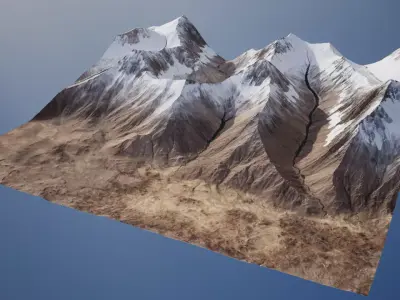 Plateau  mountain range  peak  snow-capped mountain 3D model