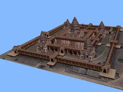 Angkor Wat monument Cambodia low-poly 3d model Low-poly 3D model