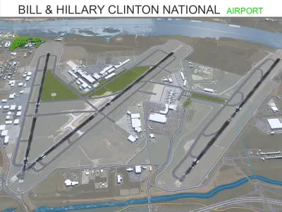 Bill and Hillary Clinton National Airport 10km Low-poly 3D model