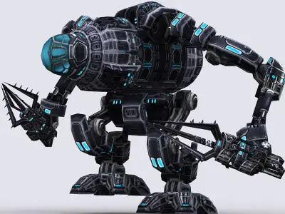 Mech robots engineers Low-poly 3D model