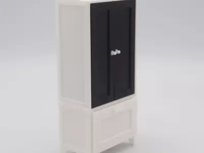 Bedroom wardrobe with functional door 3D print model