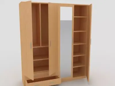 Cupboard-1 wardrobe with doors and drawers Free 3D model