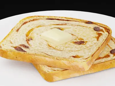 Cinnamon Bread Plate Low-poly 3D model