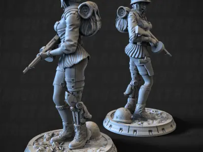 Soldier Girl 100mm and 32mm 3D print model