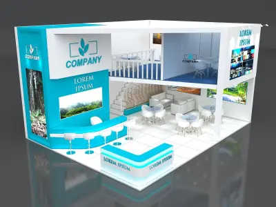 Exhibition Stand Booth Stall 9x7m Height 500cm 2 Side Open 3D model