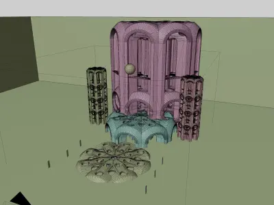 Futuristic Abstract Concept Art Scene with lighting and fog Low-poly 3D model
