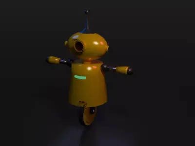 Low-Poly Retro Robot  Low-poly 3D model