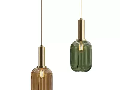IRIC 2 glass pendant lamp - gold 3D model