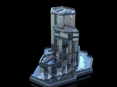 Futuristic Future Modern City Building Skyscraper 21 3D model