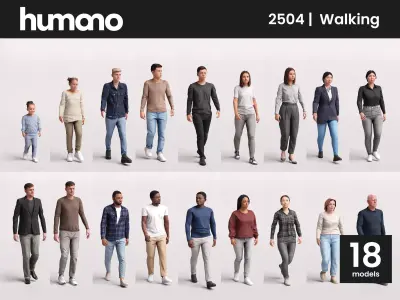 Humano 18-Collection 2504 - WALKING -18 x 3D models  3D model