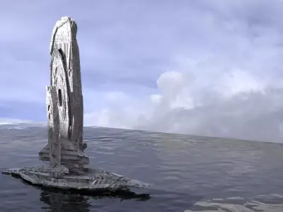 Halo Forerunner Inspired Alien Tower 3 3D model