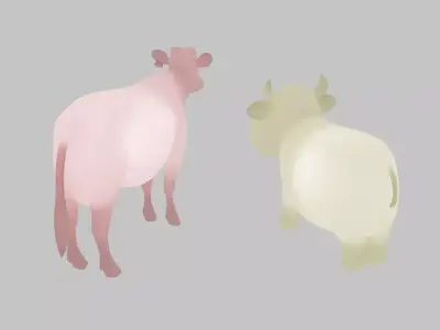 Indirect lighting for Holstein cows 3D model