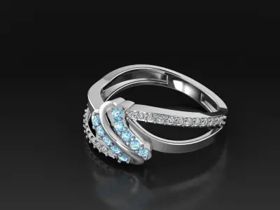 Diamond Jewelry Women Ring  Light Blue gem Cut 3D print model