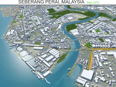 Seberang Perai City in Malaysia Low-poly 3D model