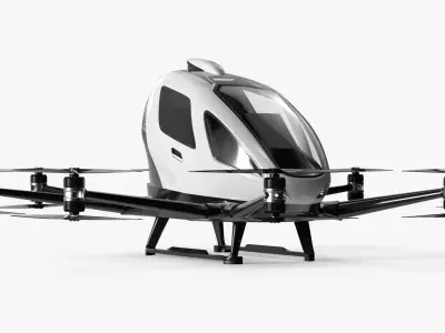  Self-Flying Passenger Drone Vehicle White Rigged for Cinema 4D 