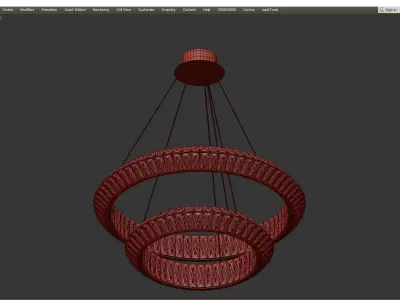 KAISER chandelier with two rings of glass and gold Low-poly 3D model