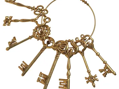 Vintage key ring 04 3D model