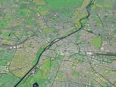 Munich Germany 25x25km City Map 3D model