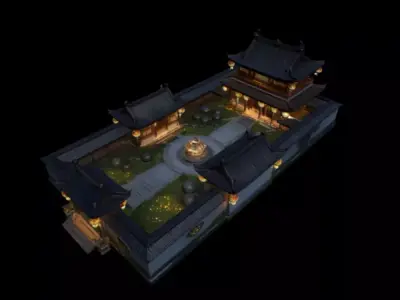   quadrangle courtyard  3D model