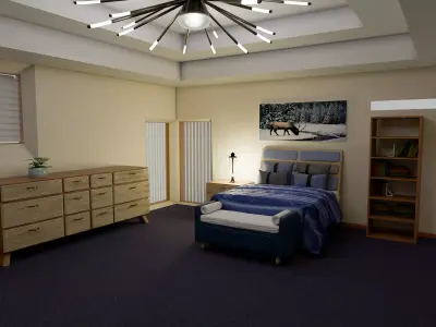 Basic Apartment Model Bedroom Bath Office Free low-poly 3D model