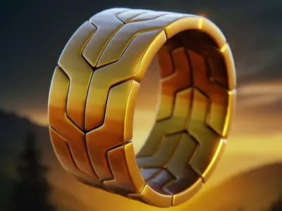 Chevron Armor Ring - Futuristic Modular Sci-Fi Band 74 3D print model