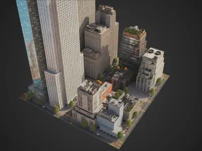 Realistic City District H30-A8 MAYA Low-poly 3D model