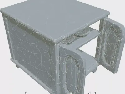 Cartoon Toy Storage Cabinet with Rounded Doors Low-poly 3D model