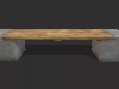 Bench 02 Low Poly PBR Realistic Low-poly 3D model