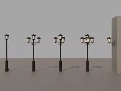 5x classical street lights 3D model
