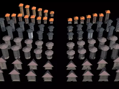 Tropical tower and pavilion pack 26A88 3D model