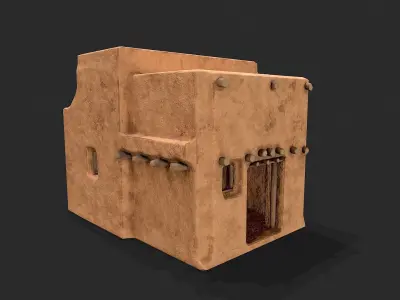 Clay Desert Egypt Village House 2 Low-poly 3D model