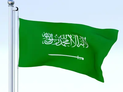 Animated Saudi Arabia Flag Low-poly 3D model