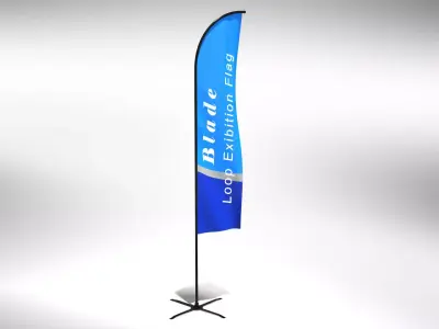 Blade Flag - Animated Exhibition Flag Low-poly 3D model