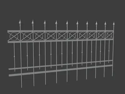 Metal Picket Fence Low-poly 3D model