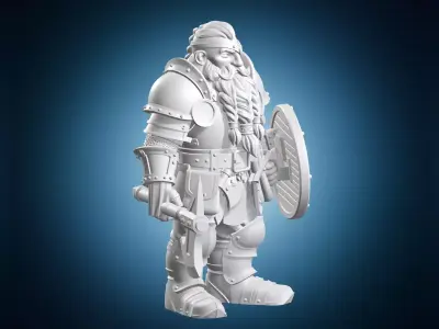 Dwarf Warrior Fantasy RPG Miniature 3D print model