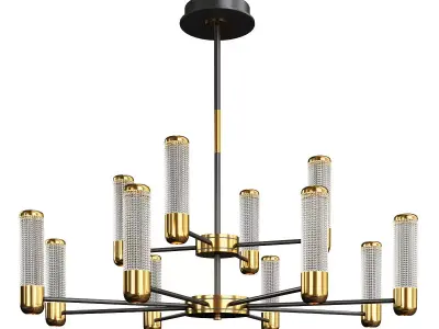 BERENICA modern chandelier with brass and glass shades Low-poly 3D model