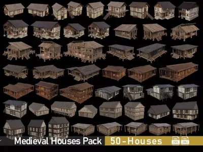 50- Medieval Houses Collection - 4K Textures Game Ready 3D Model Pack