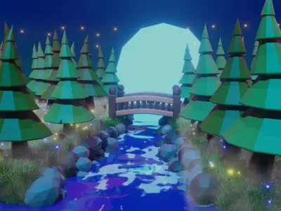 Fantasy Forest Moonlight 3D model
