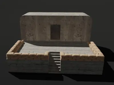 Bunker and Sand Bags - World War 3D model