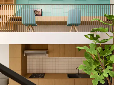 3D Model Interior and Exterior Narrow House Ready to Render 3D model