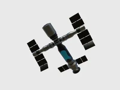 Satellite F05 Steel Blue - SciFi Space Design Low-poly 3D model
