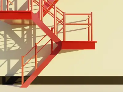 Fire Escape Staircase Exterior 3D Model - Low Poly Low-poly 3D model