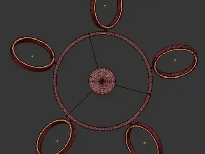 ODAAA pendant light with four rings hanging from ceiling 3D model